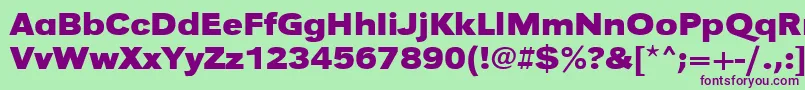 UrwgrotesktextwidBold-fontti – violetit fontit vihreällä taustalla