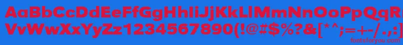 フォントUrwgrotesktextwidBold – 赤い文字の青い背景