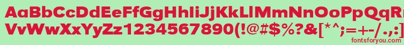 UrwgrotesktextwidBold-fontti – punaiset fontit vihreällä taustalla