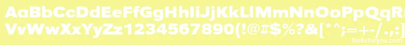 UrwgrotesktextwidBold-fontti – valkoiset fontit keltaisella taustalla