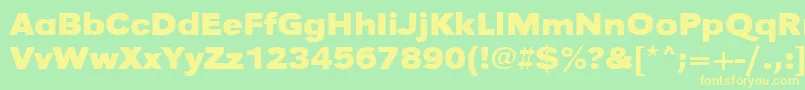 UrwgrotesktextwidBold-fontti – keltaiset fontit vihreällä taustalla