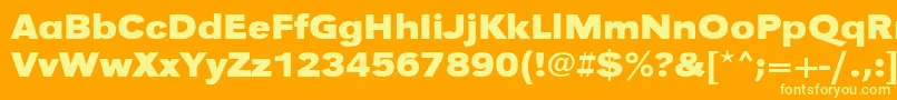 UrwgrotesktextwidBold-fontti – keltaiset fontit oranssilla taustalla