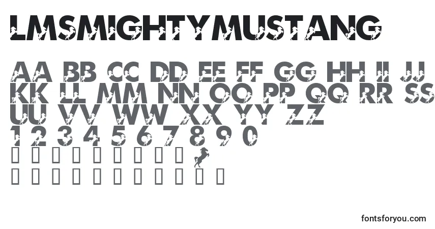 Czcionka LmsMightyMustang – alfabet, cyfry, specjalne znaki