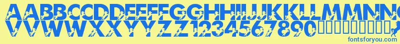 LmsMightyMustang Font – Blue Fonts on Yellow Background