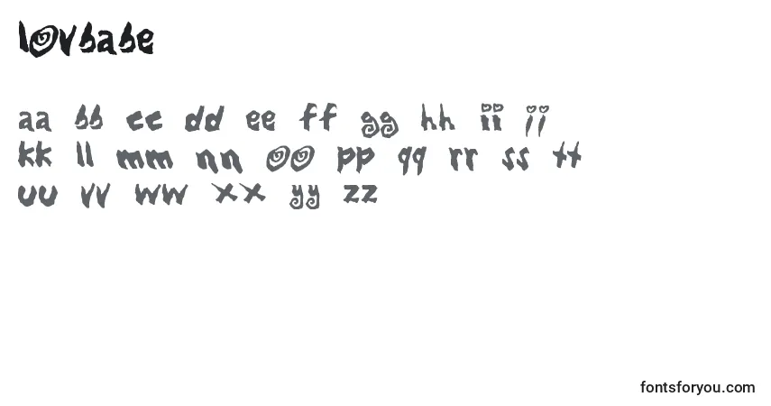 Czcionka Lovbabe – alfabet, cyfry, specjalne znaki
