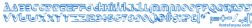 フォントDeltaOverlapRegular – 白い背景に青い文字