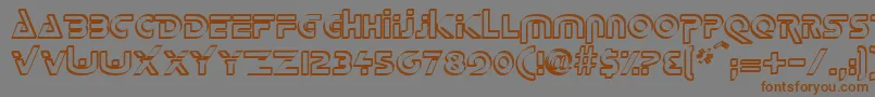 フォントDeltaOverlapRegular – 茶色の文字が灰色の背景にあります。