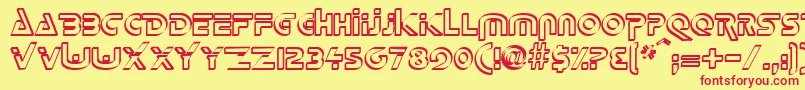 DeltaOverlapRegular-fontti – punaiset fontit keltaisella taustalla
