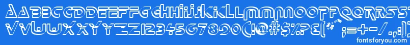 フォントDeltaOverlapRegular – 青い背景に白い文字