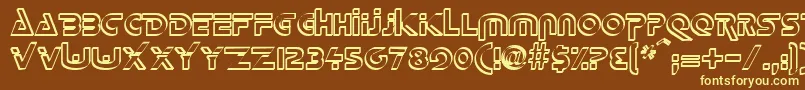 DeltaOverlapRegular-fontti – keltaiset fontit ruskealla taustalla
