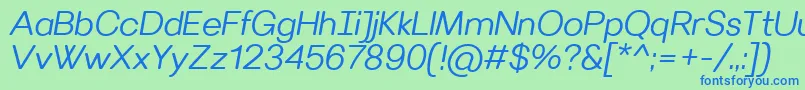 Шрифт VillerayroundedSemilightitalic – синие шрифты на зелёном фоне