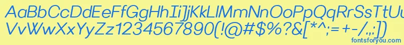 VillerayroundedSemilightitalic Font – Blue Fonts on Yellow Background