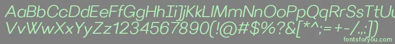 フォントVillerayroundedSemilightitalic – 灰色の背景に緑のフォント