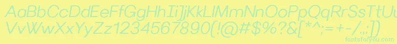 VillerayroundedSemilightitalic Font – Green Fonts on Yellow Background