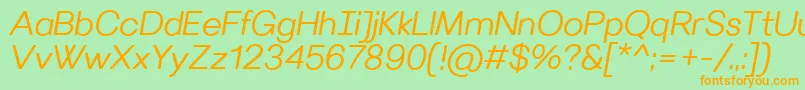 Шрифт VillerayroundedSemilightitalic – оранжевые шрифты на зелёном фоне