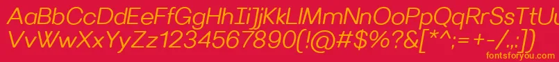 VillerayroundedSemilightitalic Font – Orange Fonts on Red Background