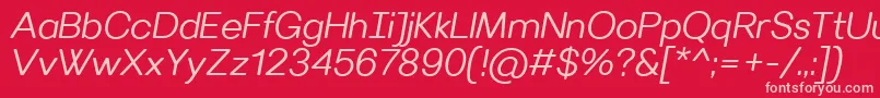 Czcionka VillerayroundedSemilightitalic – różowe czcionki na czerwonym tle