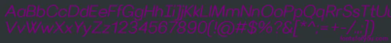 Fonte VillerayroundedSemilightitalic – fontes roxas em um fundo preto