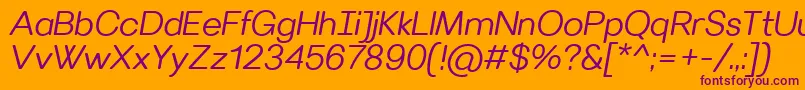 Czcionka VillerayroundedSemilightitalic – fioletowe czcionki na pomarańczowym tle