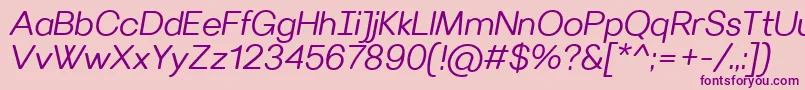 Fonte VillerayroundedSemilightitalic – fontes roxas em um fundo rosa