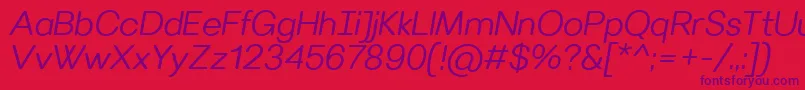 VillerayroundedSemilightitalic-fontti – violetit fontit punaisella taustalla