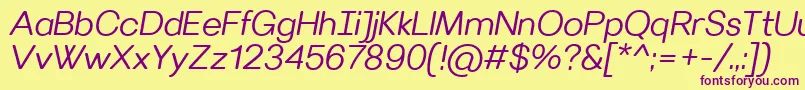 VillerayroundedSemilightitalic Font – Purple Fonts on Yellow Background