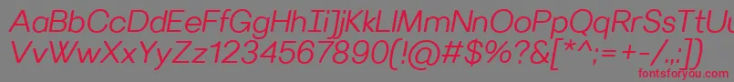VillerayroundedSemilightitalic Font – Red Fonts on Gray Background