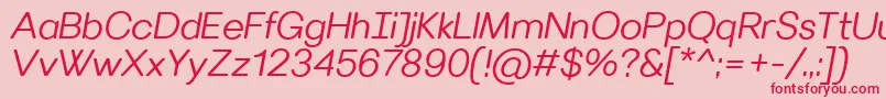 VillerayroundedSemilightitalic Font – Red Fonts on Pink Background