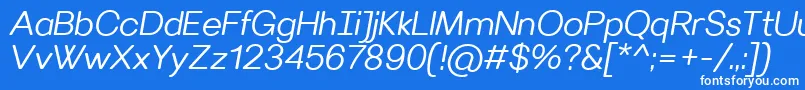 Czcionka VillerayroundedSemilightitalic – białe czcionki na niebieskim tle