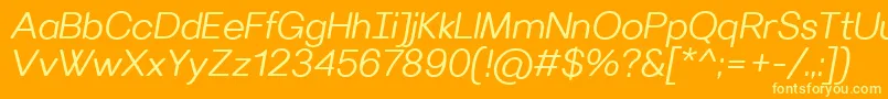 VillerayroundedSemilightitalic Font – Yellow Fonts on Orange Background