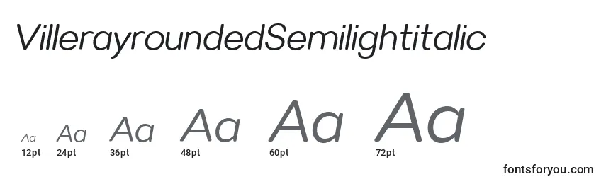 Размеры шрифта VillerayroundedSemilightitalic