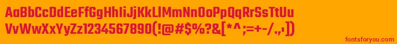 TekoSemibold Font – Red Fonts on Orange Background