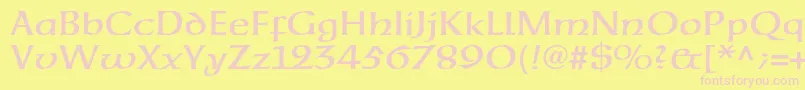 Neuehammerunzialeltstd-Schriftart – Rosa Schriften auf gelbem Hintergrund
