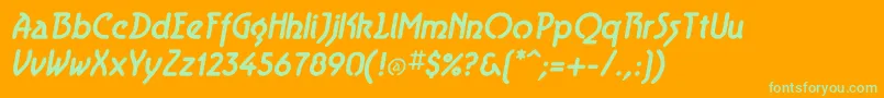 AeroliteBoldItalic Font – Green Fonts on Orange Background