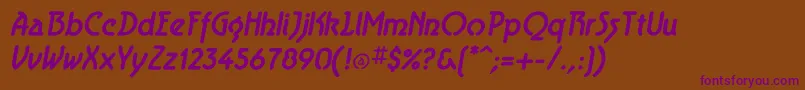 AeroliteBoldItalic Font – Purple Fonts on Brown Background