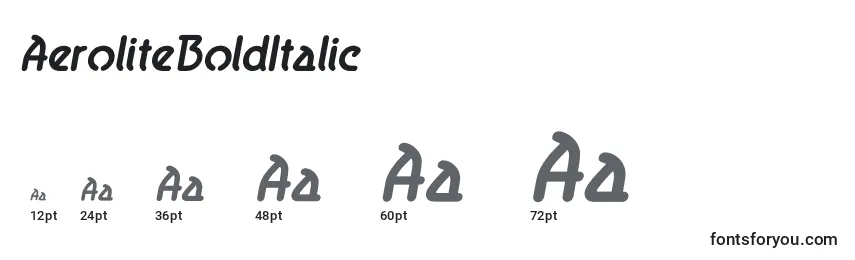 Größen der Schriftart AeroliteBoldItalic (104374)