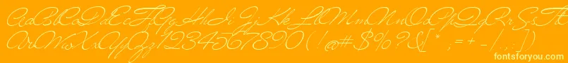 Mrblaketon-Schriftart – Gelbe Schriften auf orangefarbenem Hintergrund