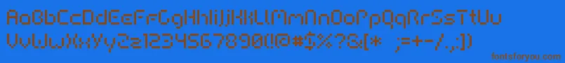 フォントHiAi – 茶色の文字が青い背景にあります。