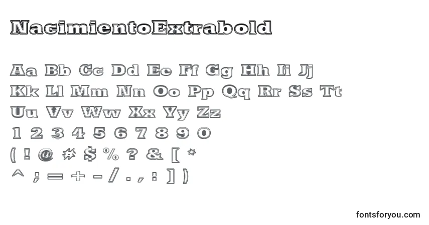 Шрифт NacimientoExtrabold – алфавит, цифры, специальные символы