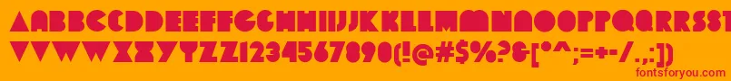 DekalBlock-Schriftart – Rote Schriften auf orangefarbenem Hintergrund