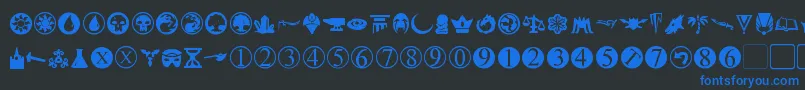 PlanewalkerDings Font – Blue Fonts on Black Background