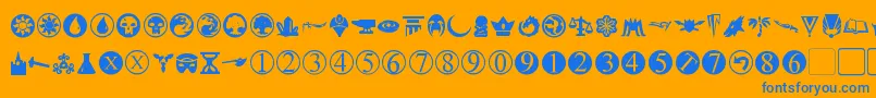 PlanewalkerDings Font – Blue Fonts on Orange Background