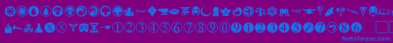 フォントPlanewalkerDings – 紫色の背景に青い文字