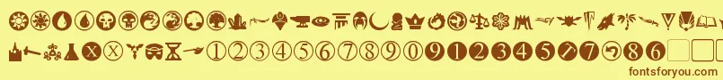 フォントPlanewalkerDings – 茶色の文字が黄色の背景にあります。