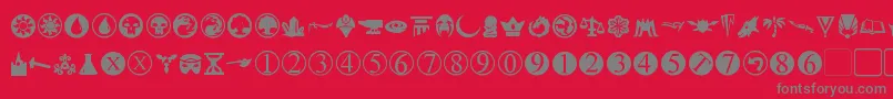 フォントPlanewalkerDings – 赤い背景に灰色の文字