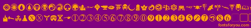 PlanewalkerDings Font – Orange Fonts on Purple Background