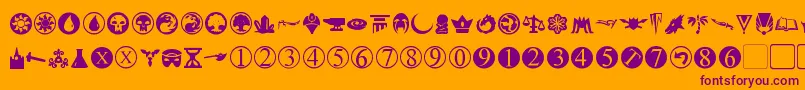 PlanewalkerDings Font – Purple Fonts on Orange Background