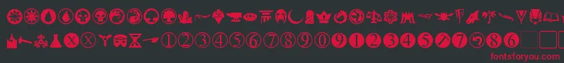PlanewalkerDings Font – Red Fonts on Black Background