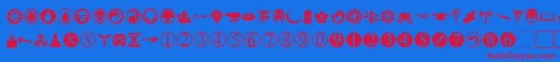 PlanewalkerDings Font – Red Fonts on Blue Background