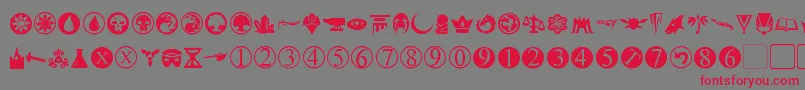 PlanewalkerDings Font – Red Fonts on Gray Background